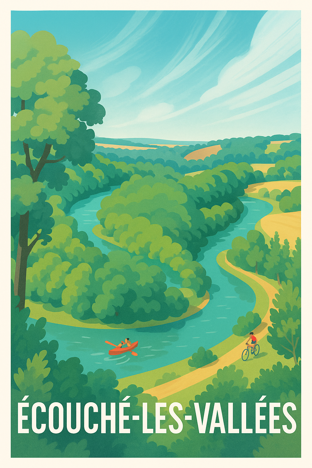 Affiche Écouché-les-Vallées — Évasion nature au fil de l'eau · poster d'art de Écouché-les-Vallées