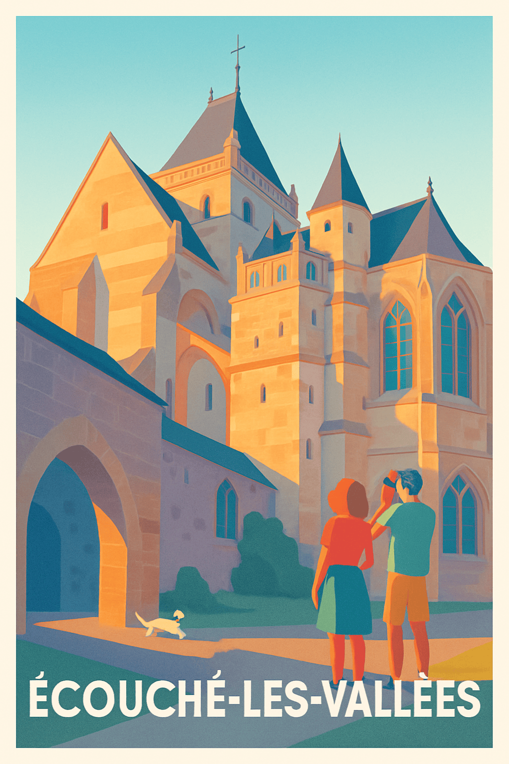 Affiche Écouché-les-Vallées — Un voyage architectural au cœur de la Normandie · poster d'art de Écouché-les-Vallées