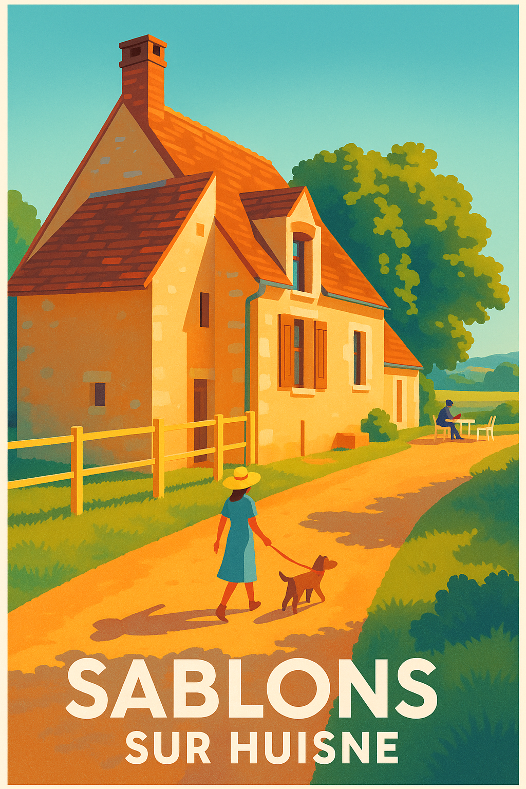 Affiche Sablons-sur-Huisne — Douceur et charme campagnard · poster d'art de Sablons-sur-Huisne