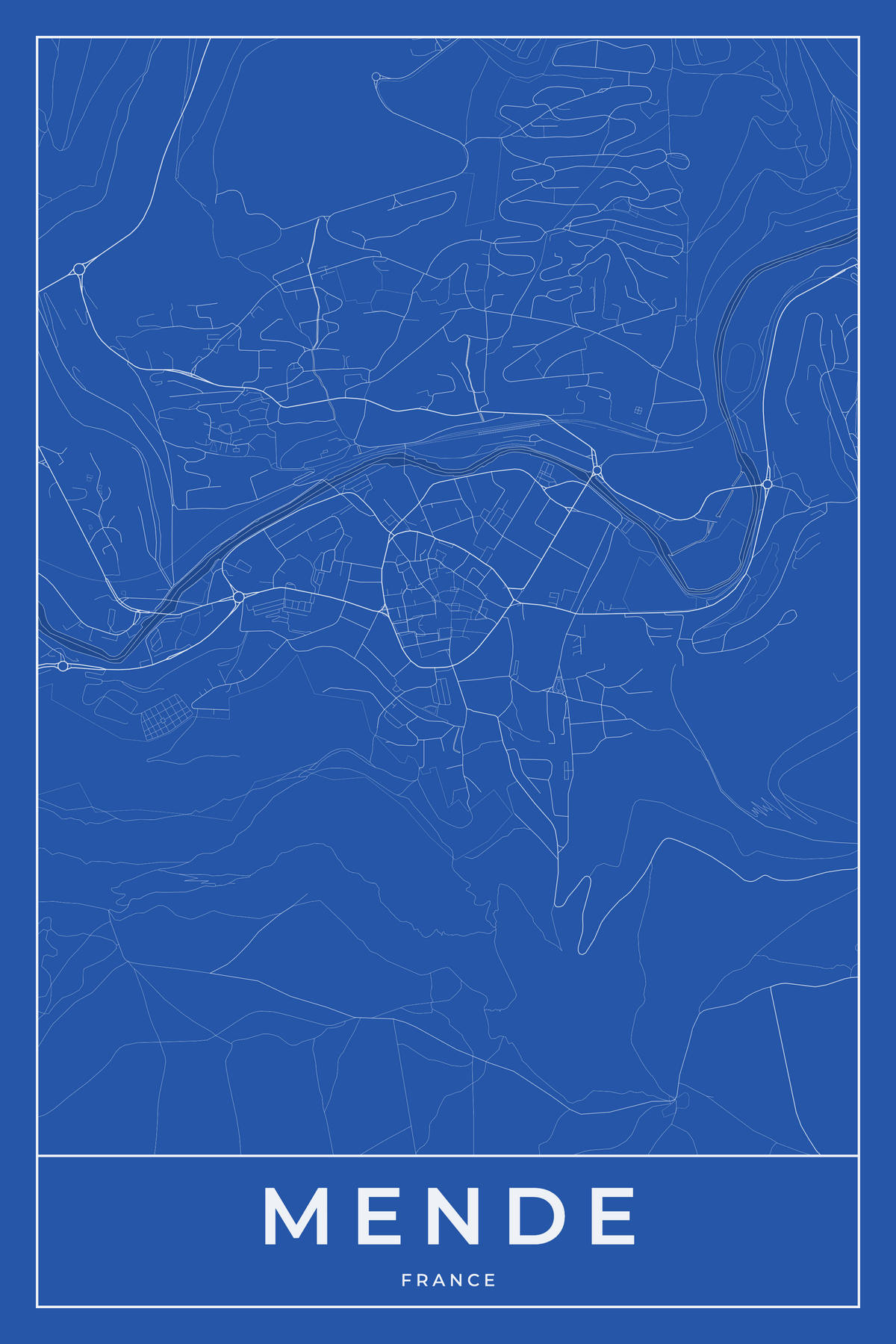 Carte de Mende bleue - Affiche personnalisée
