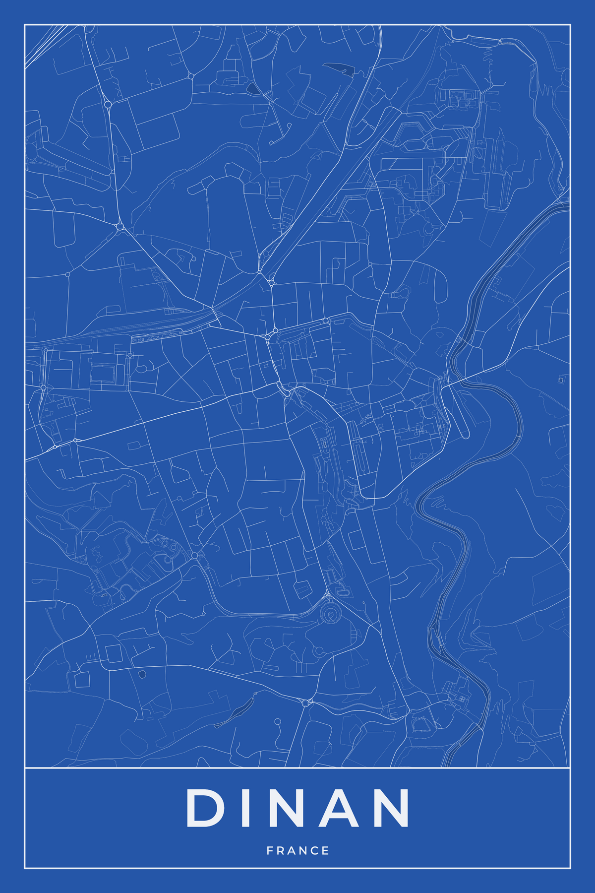 Carte de Dinan bleue - Affiche personnalisée