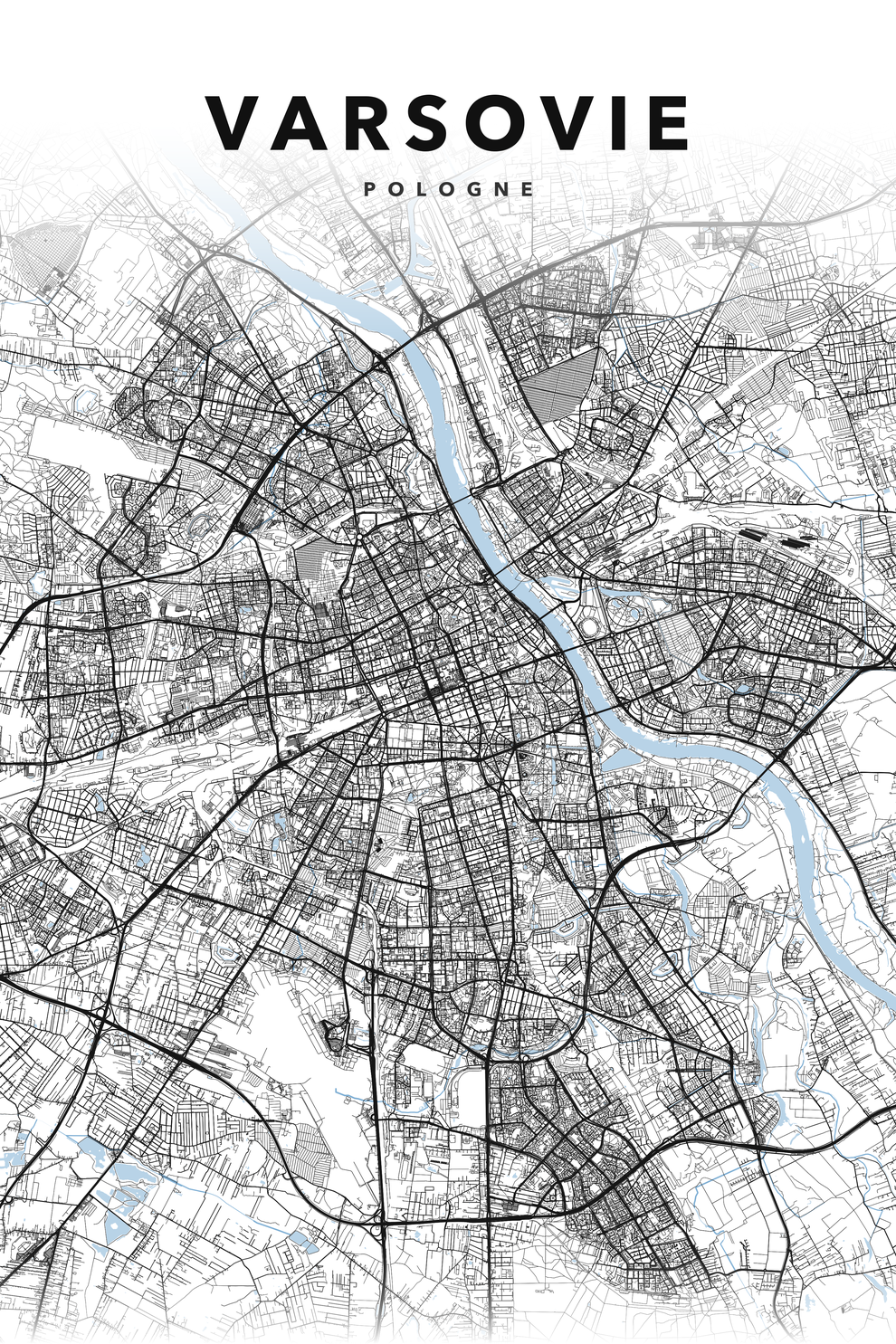 Plan de Varsovie - Carte personnalisée