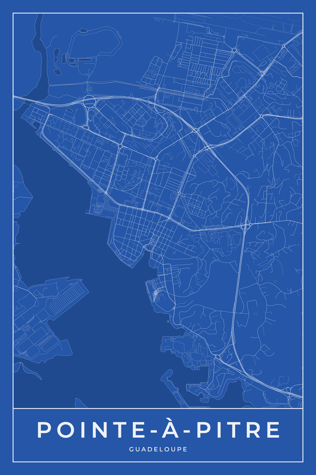 Carte de Pointe-à-Pitre bleue - Affiche personnalisée