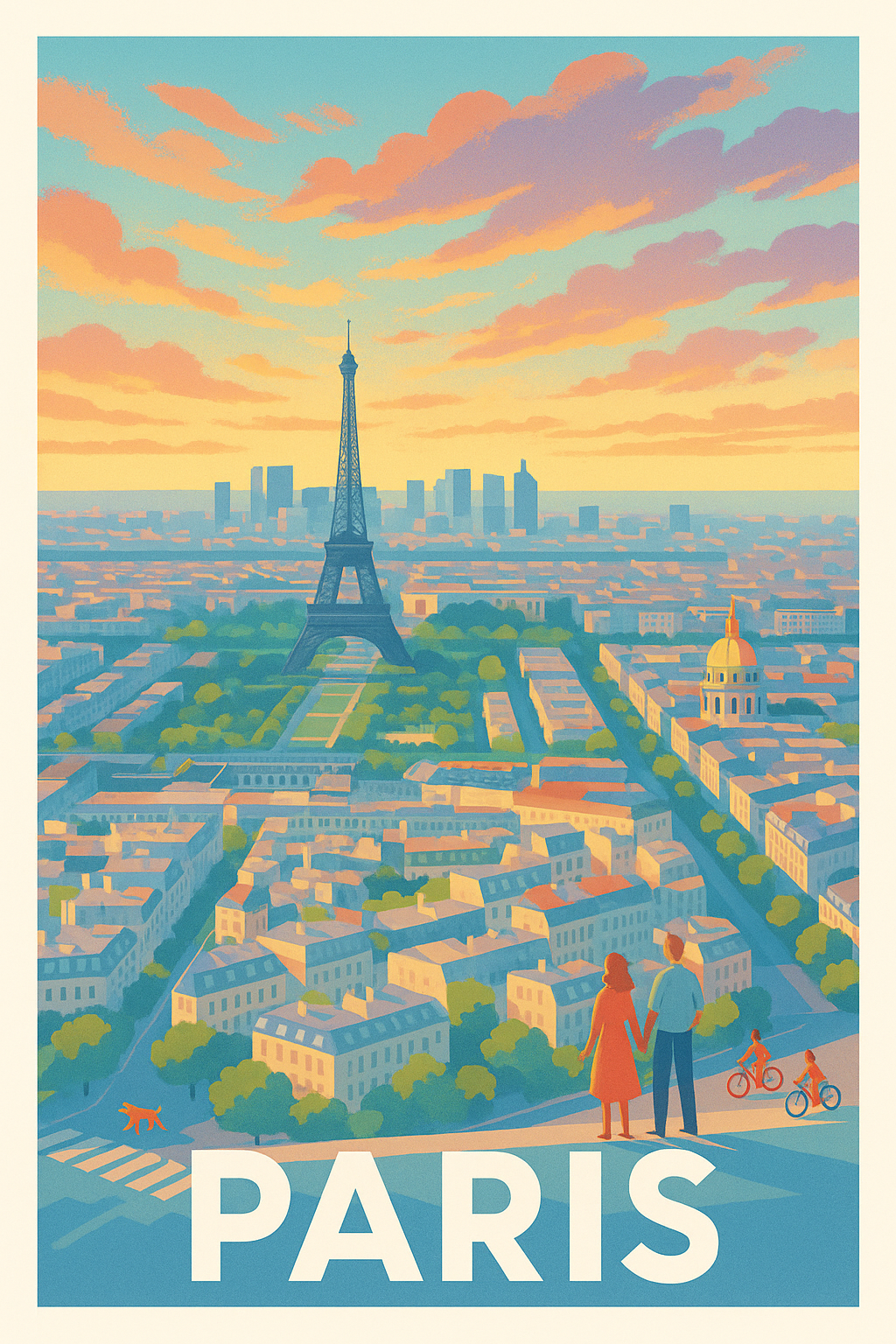 Paris France Pas de Cadre / 20 × 30cm Affiche de Paris - Romance au sommet