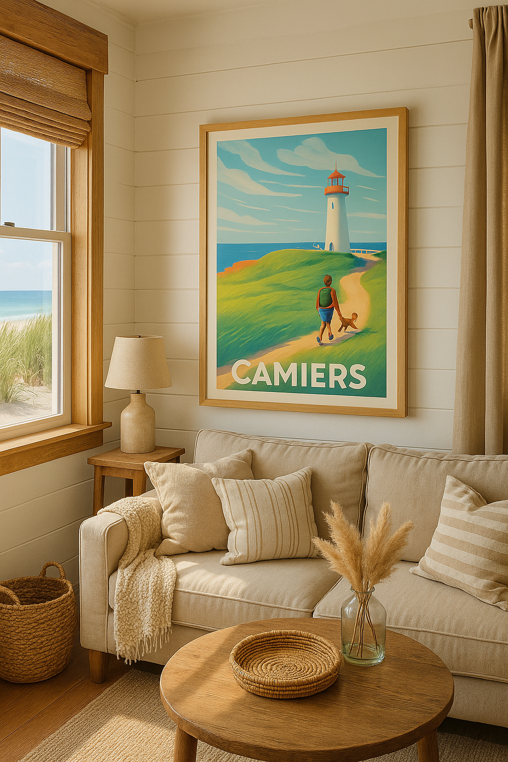 Affiche Camiers — Balade en bord de mer au phare · poster d'art de Camiers