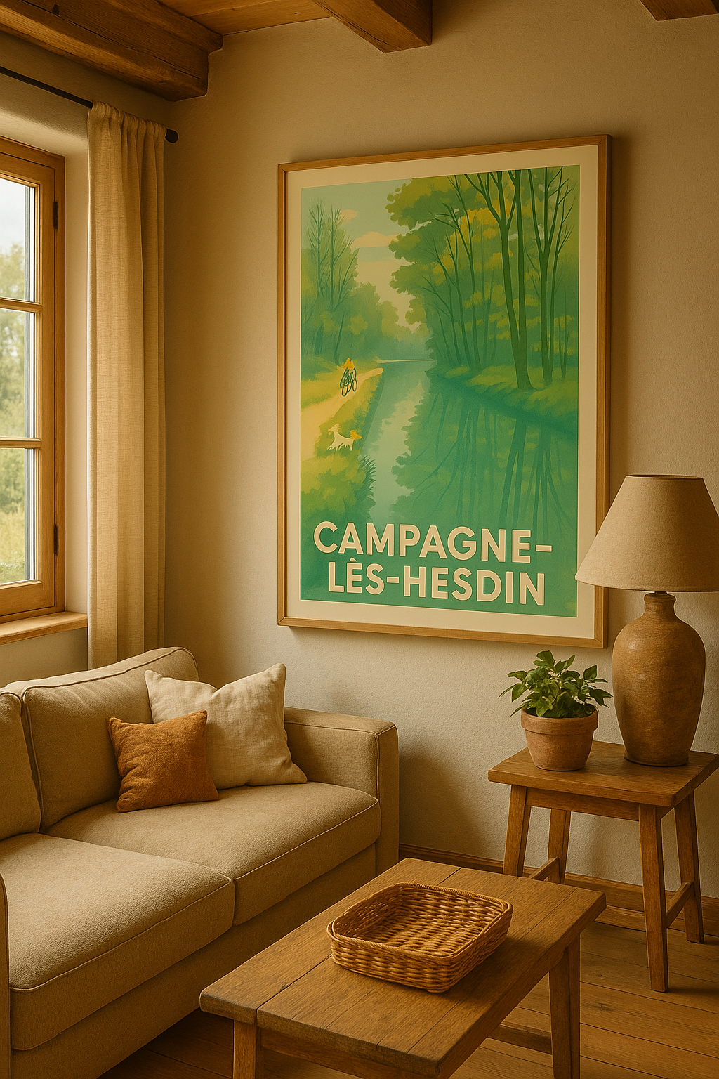 Affiche Campagne-lès-Hesdin — La quiétude au fil de l'eau · poster d'art de Campagne-lès-Hesdin