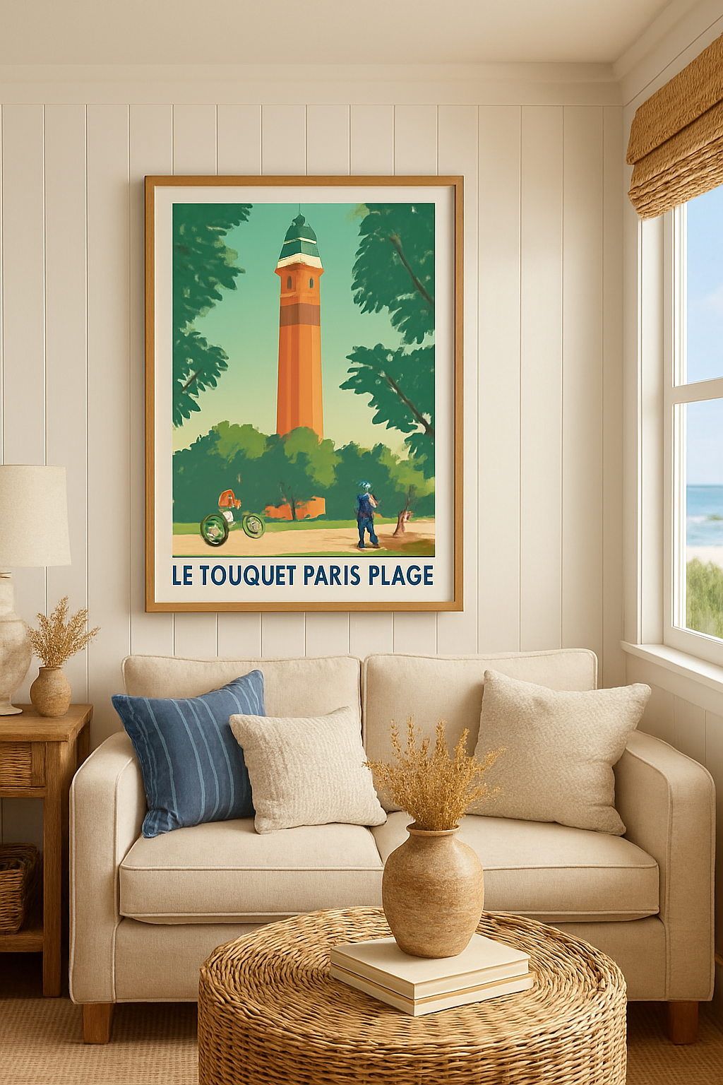 Affiche Le Touquet-Paris-Plage — Évasion et nature au phare emblématique · poster d'art de Le Touquet-Paris-Plage