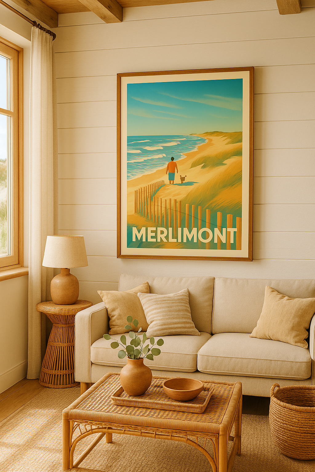 Affiche Merlimont — Promenade paisible en bord de mer · poster d'art de Merlimont