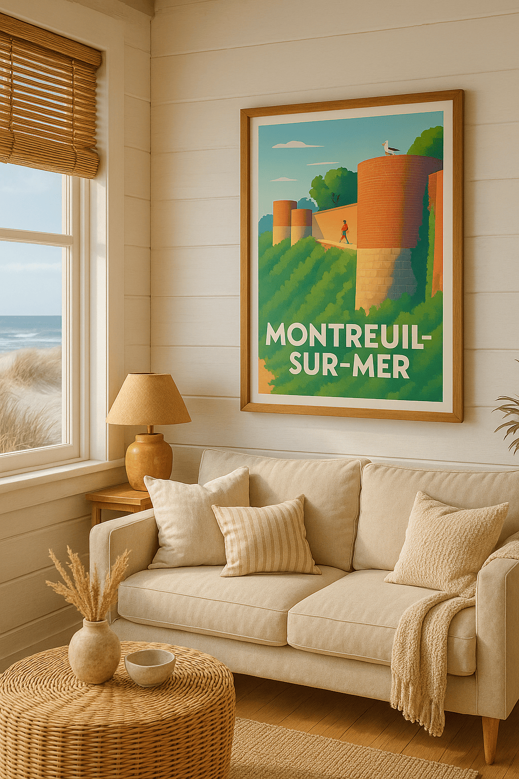 Affiche Montreuil-sur-Mer — Charme et nature au fil des remparts · poster d'art de Montreuil-sur-Mer