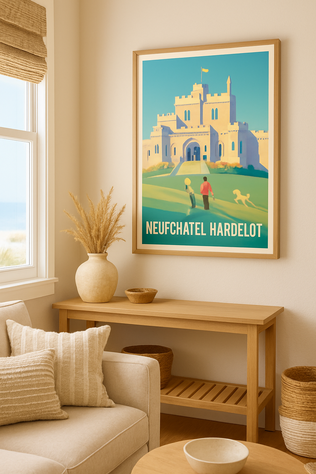 Affiche Neufchâtel-Hardelot — Promenade au château emblématique · poster d'art de Neufchâtel-Hardelot