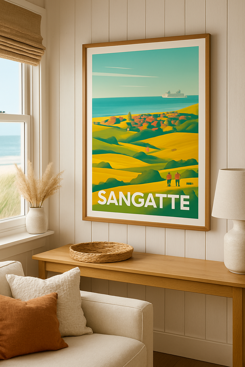 Pas-de-Calais France Affiche de Sangatte - Évasion champêtre entre mer et campagne