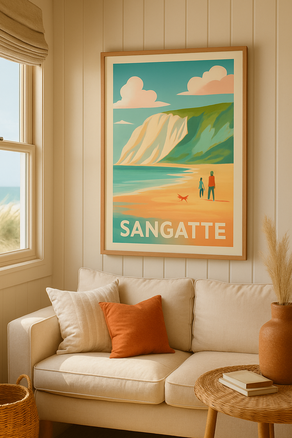 Pas-de-Calais France Affiche de Sangatte - Plongez dans la sérénité des falaises et plages