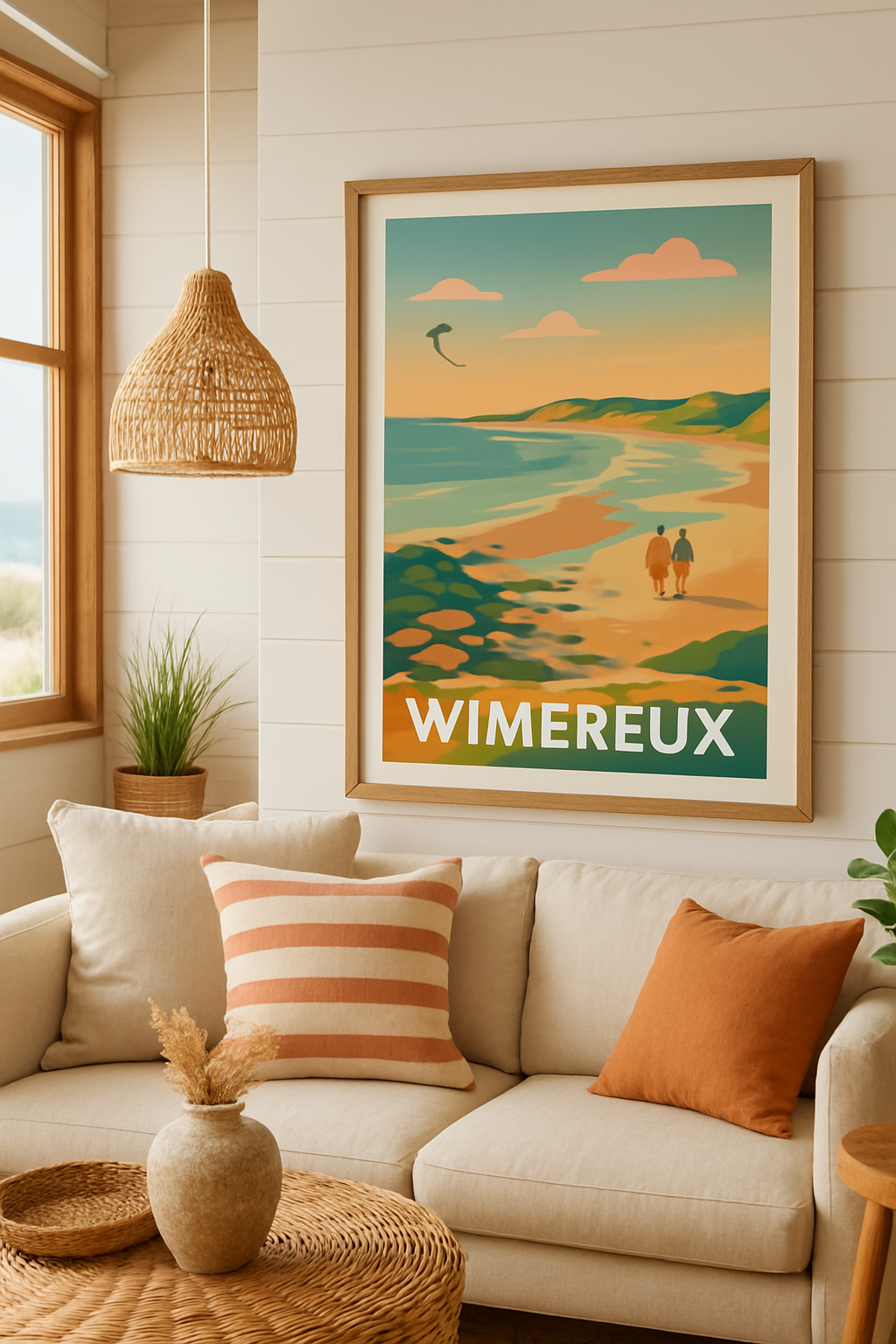 Affiche Wimereux — Promenade romantique au bord de la mer · poster d'art de Wimereux