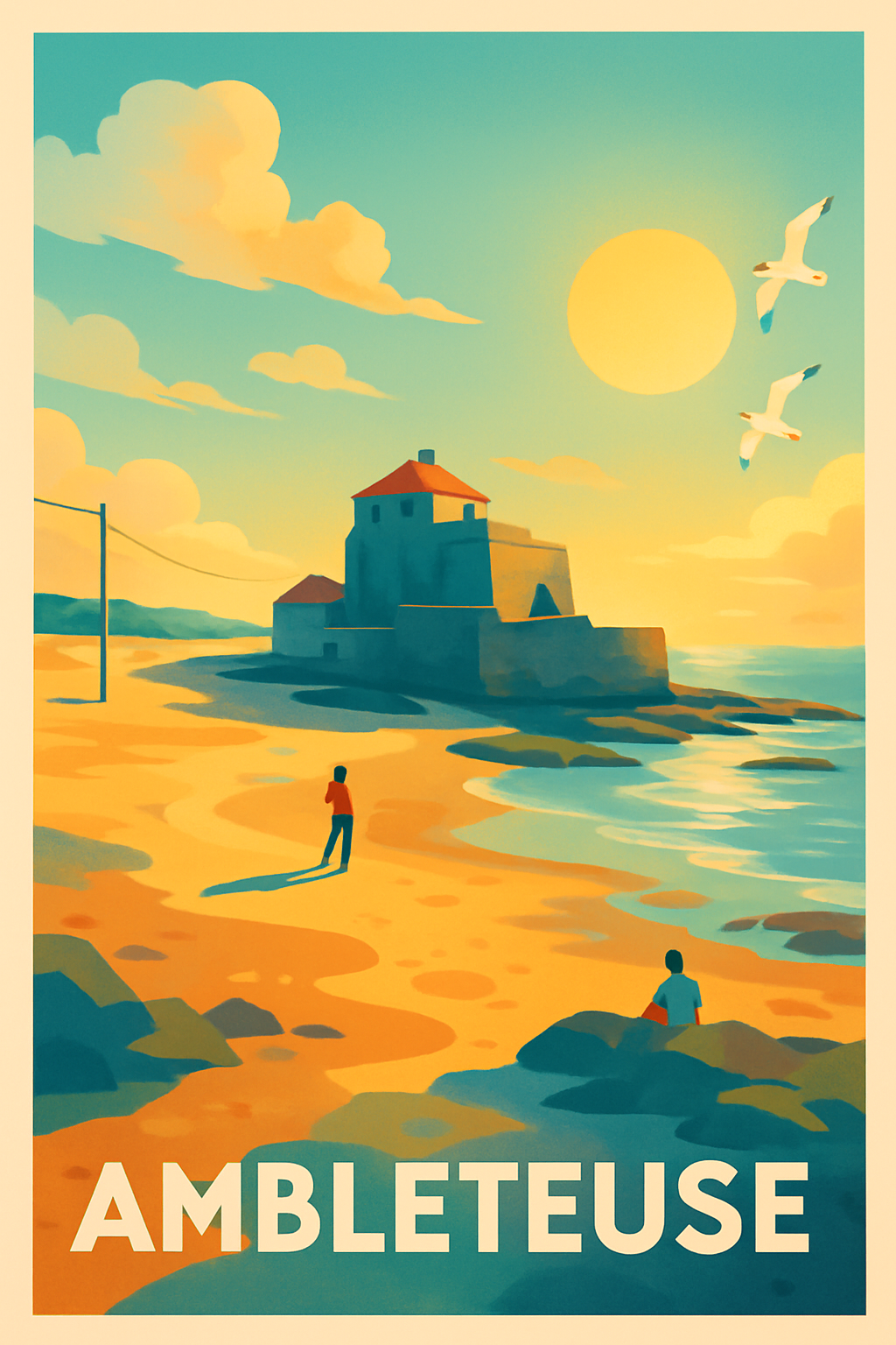 Pas-de-Calais France Pas de Cadre / 20 × 30cm Affiche de Ambleteuse - Sérénité et charme côtier