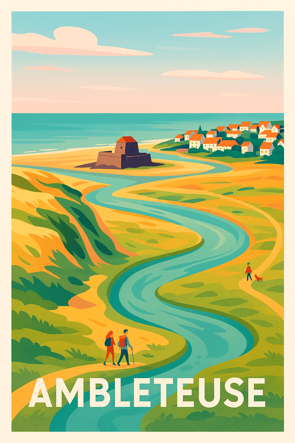 Pas-de-Calais France Pas de Cadre / 20 × 30cm Affiche de Ambleteuse - Voyage au cœur de la cote d'Opale