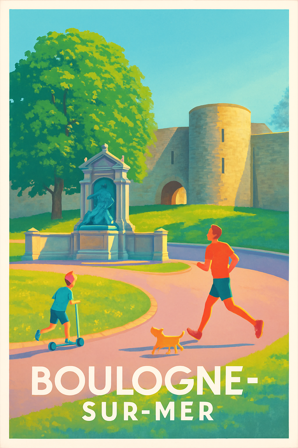 Pas-de-Calais France Pas de Cadre / 20 × 30cm Affiche de Boulogne-sur-Mer - Balade ensoleillée au parc
