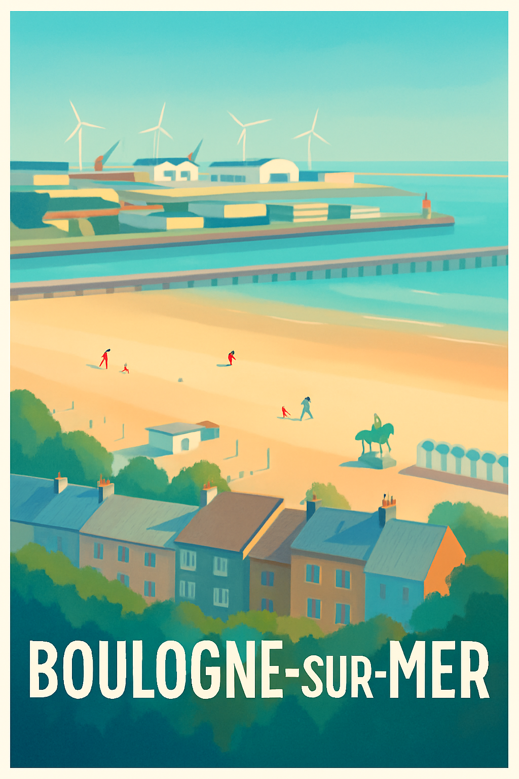 Pas-de-Calais France Pas de Cadre / 20 × 30cm Affiche de Boulogne-sur-Mer - Charme côtier et douceur de vie