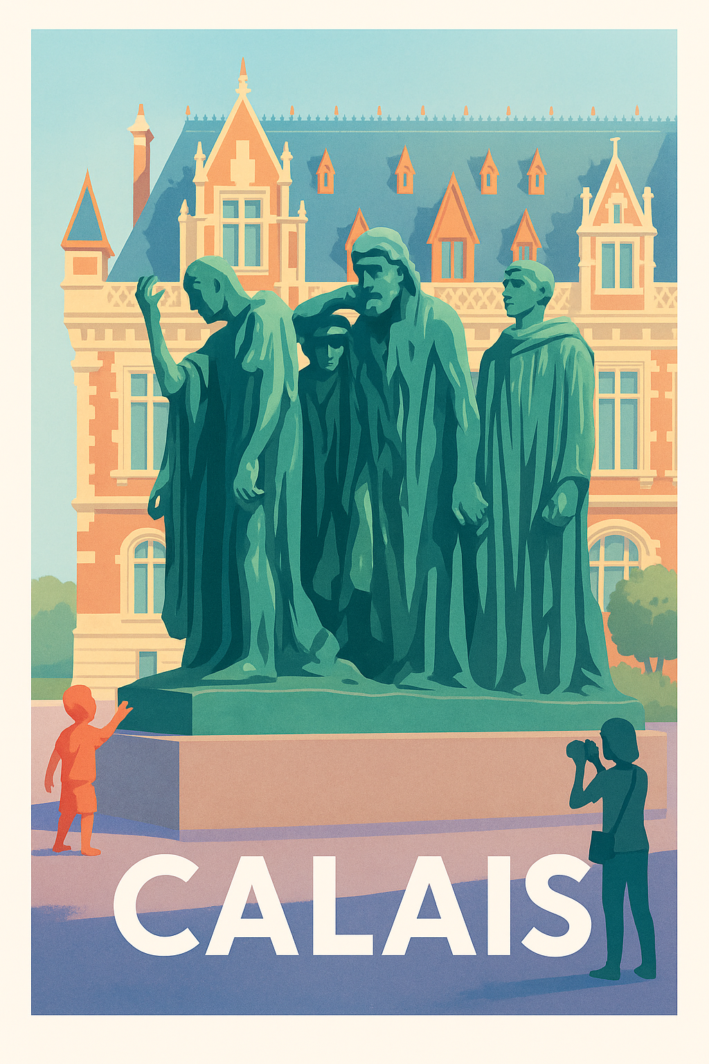 Pas-de-Calais France Pas de Cadre / 20 × 30cm Affiche de Calais - Découvrez le Monument des Bourgeois de Calais