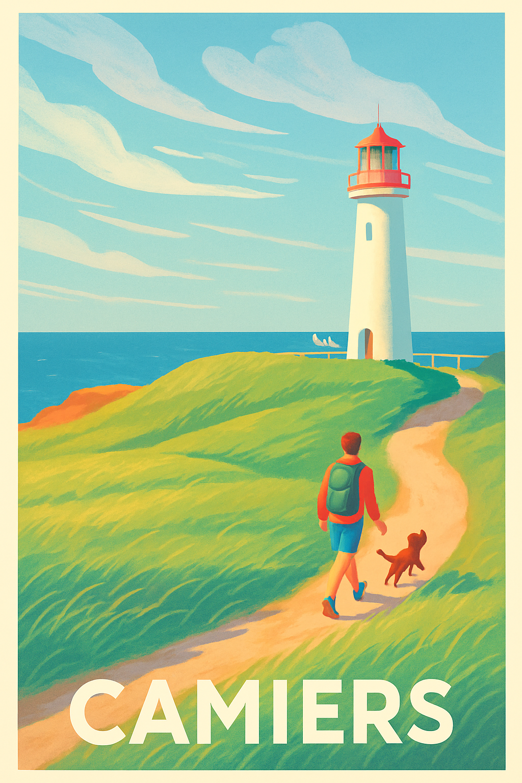 Affiche Camiers — Balade en bord de mer au phare · poster d'art de Camiers