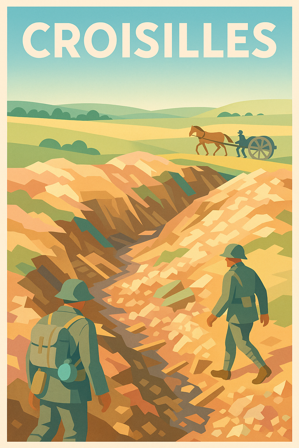 Pas-de-Calais France Pas de Cadre / 20 × 30cm Affiche de Croisilles - Mémoire et paysages de la Grande Guerre