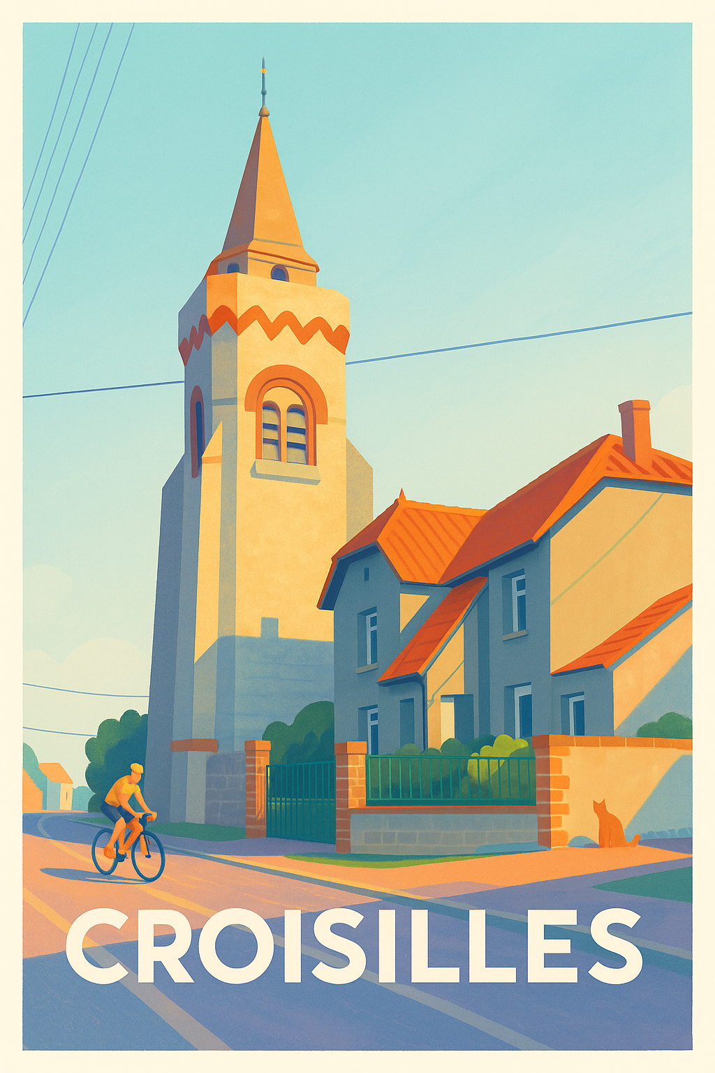 Pas-de-Calais France Pas de Cadre / 20 × 30cm Affiche de Croisilles - Sérénité au cœur du village