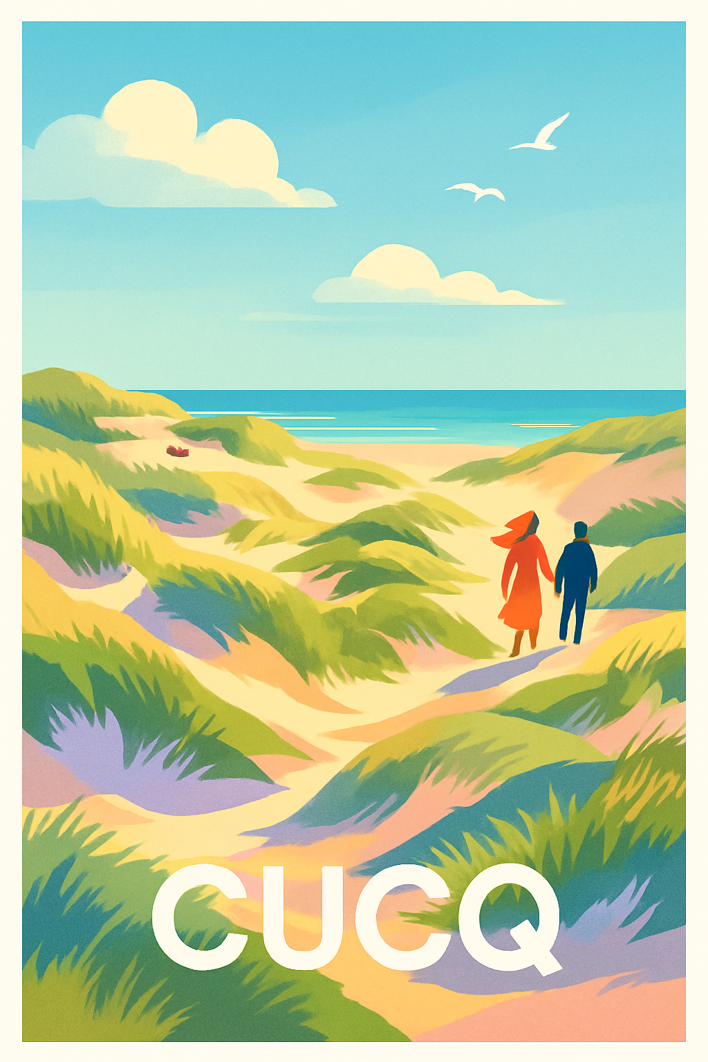 Affiche Cucq — Balade romantique sur les dunes · poster d'art de Cucq