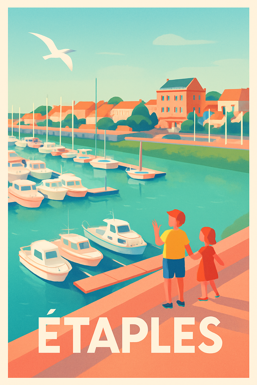 Pas-de-Calais France Pas de Cadre / 20 × 30cm Affiche de Étapes - Charme et sérénité au bord du port