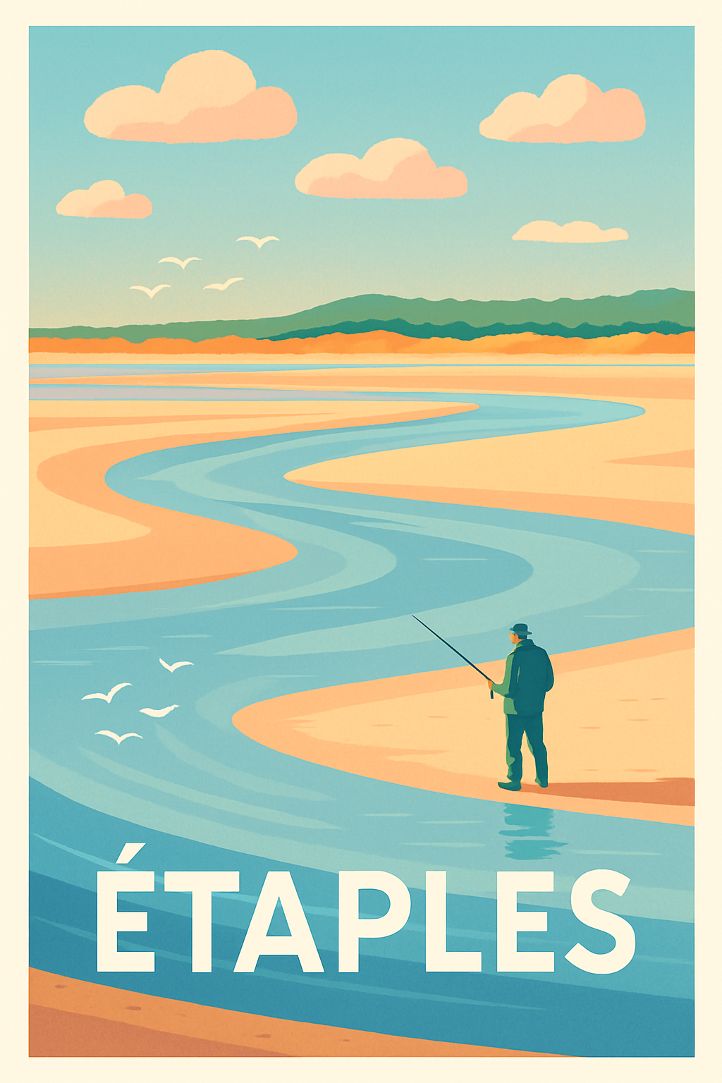 Affiche Étaples — Sérénité au bord de l'eau · poster d'art de Étaples