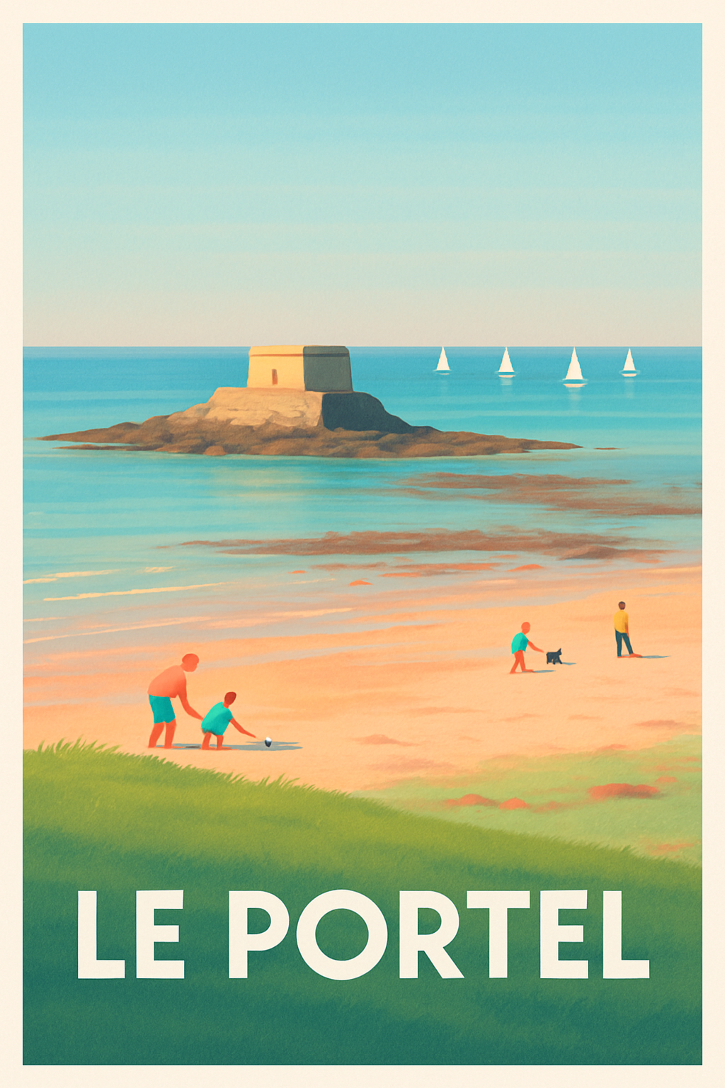 Pas-de-Calais France Pas de Cadre / 20 × 30cm Affiche de Le Portel - Plages et douceur de vivre en bord de mer