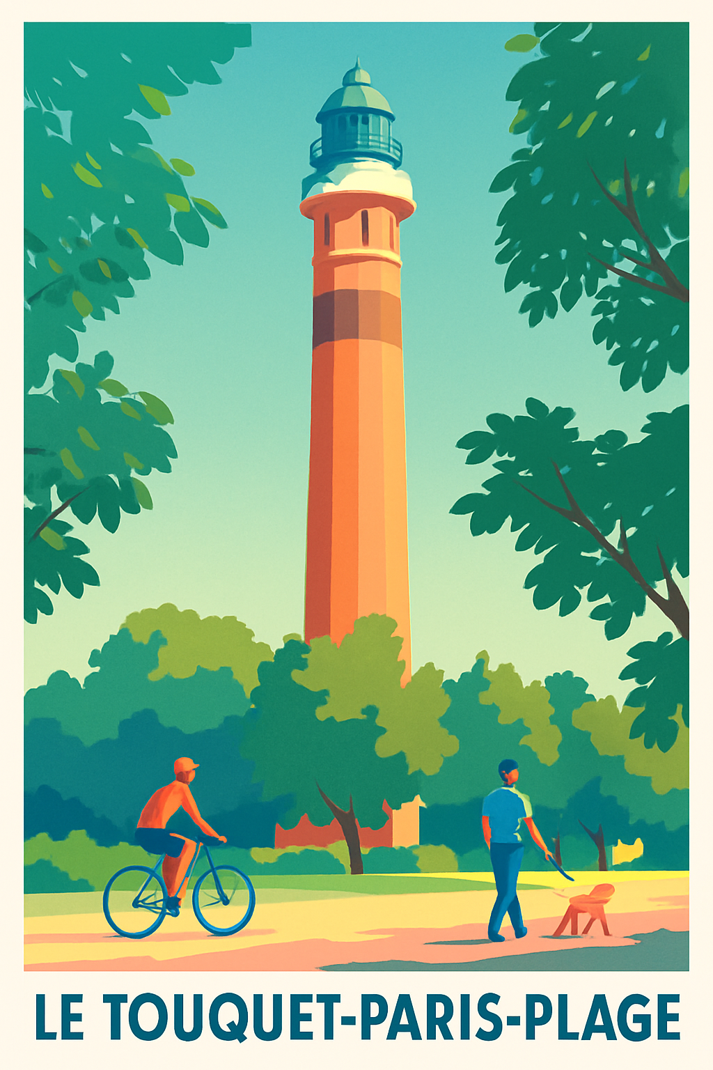 Affiche Le Touquet-Paris-Plage — Évasion et nature au phare emblématique · poster d'art de Le Touquet-Paris-Plage