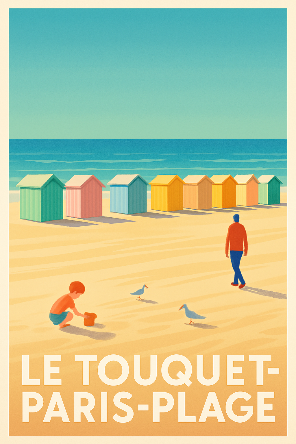 Pas-de-Calais France Pas de Cadre / 20 × 30cm Affiche de Le Touquet-Paris-Plage - L'élégance balnéaire en couleurs