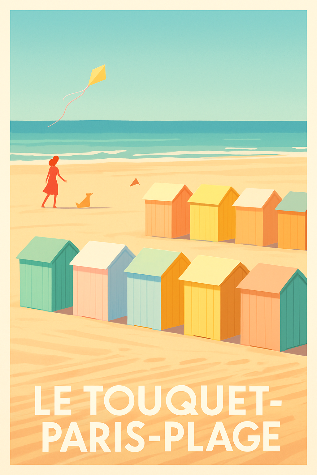 Pas-de-Calais France Pas de Cadre / 20 × 30cm Affiche de Le Touquet-Paris-Plage - L'élégance des plages colorées