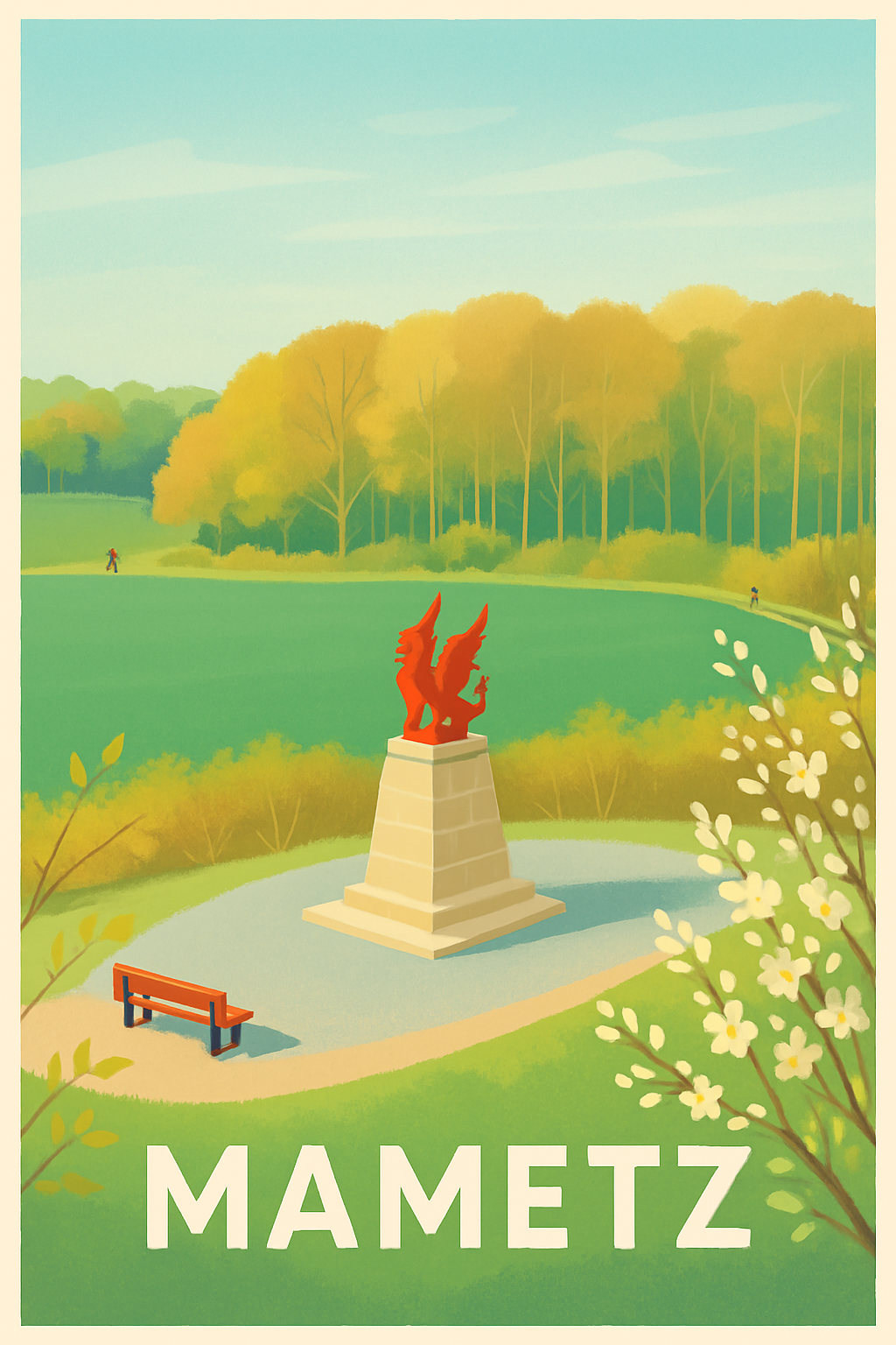 Pas-de-Calais France Pas de Cadre / 20 × 30cm Affiche de Mametz - Un havre de paix verdoyant