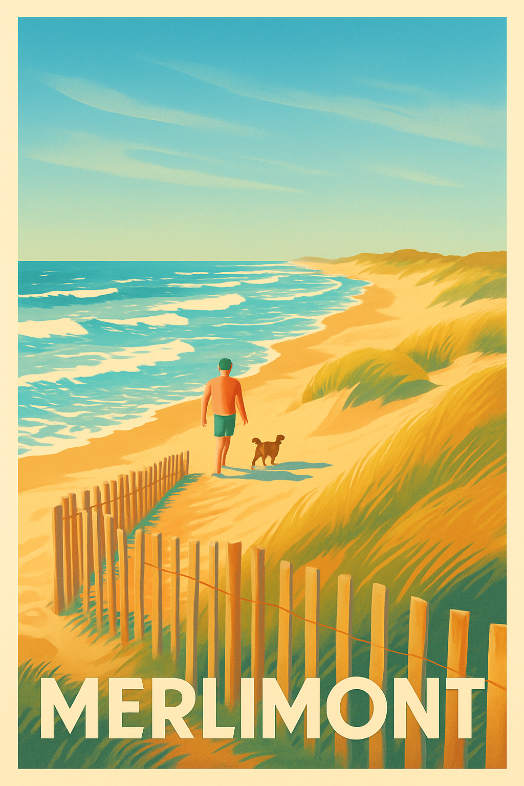 Affiche Merlimont — Promenade paisible en bord de mer · poster d'art de Merlimont