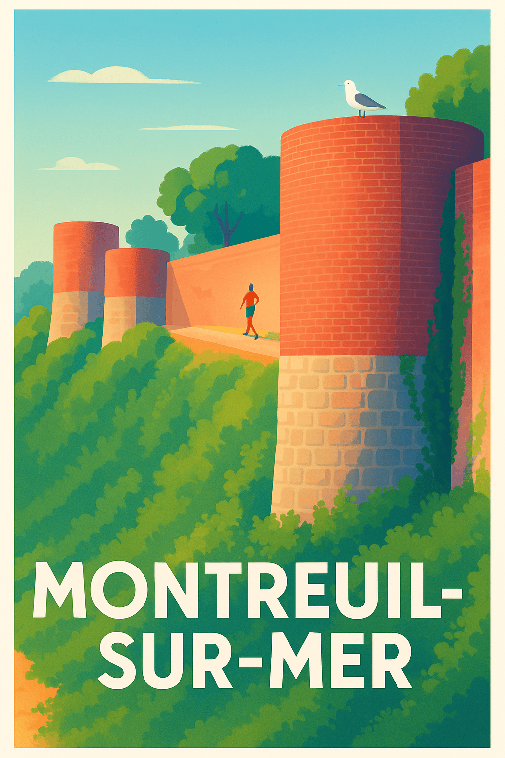 Affiche Montreuil-sur-Mer — Charme et nature au fil des remparts · poster d'art de Montreuil-sur-Mer