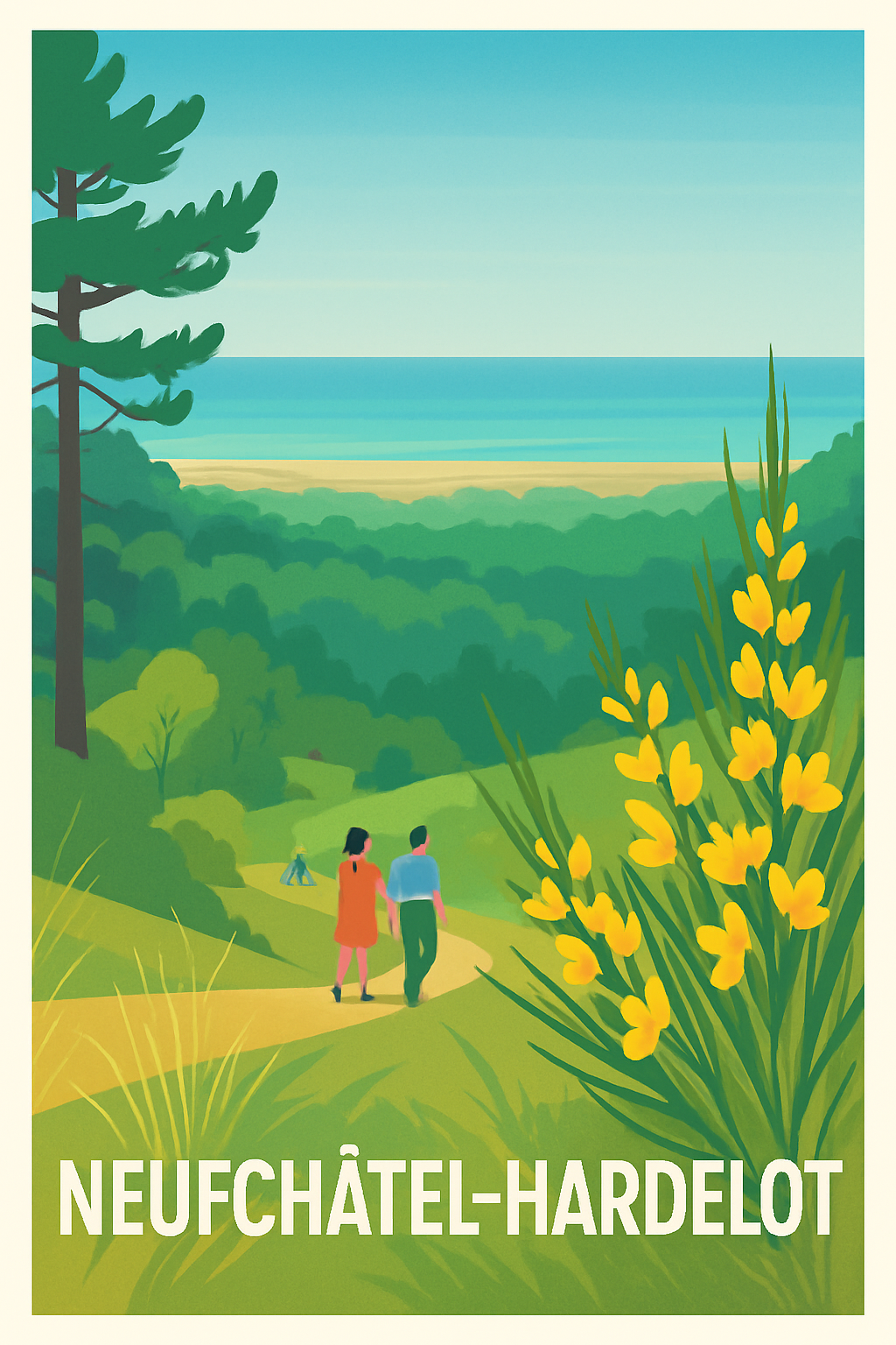 Affiche Neufchâtel-Hardelot — Escapade nature au bord de la mer · poster d'art de Neufchâtel-Hardelot