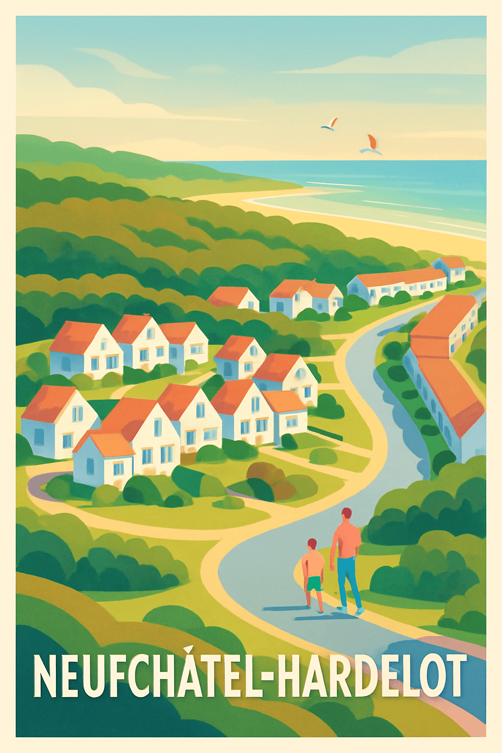 Affiche Neufchâtel-Hardelot — Escapade nature en bord de mer · poster d'art de Neufchâtel-Hardelot