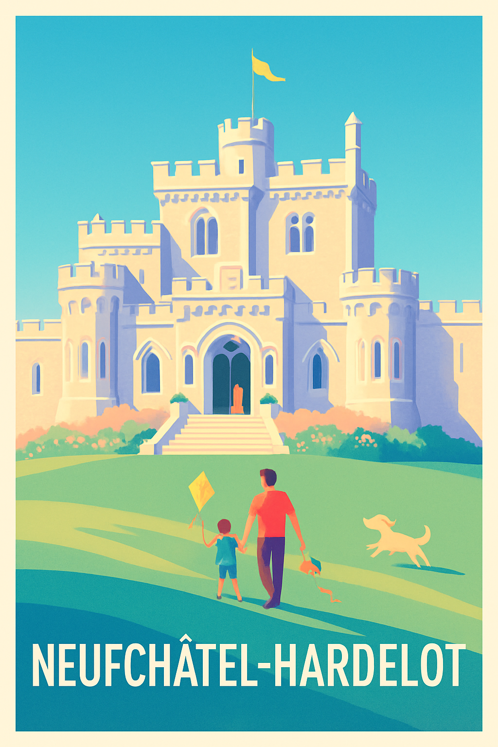 Affiche Neufchâtel-Hardelot — Promenade au château emblématique · poster d'art de Neufchâtel-Hardelot