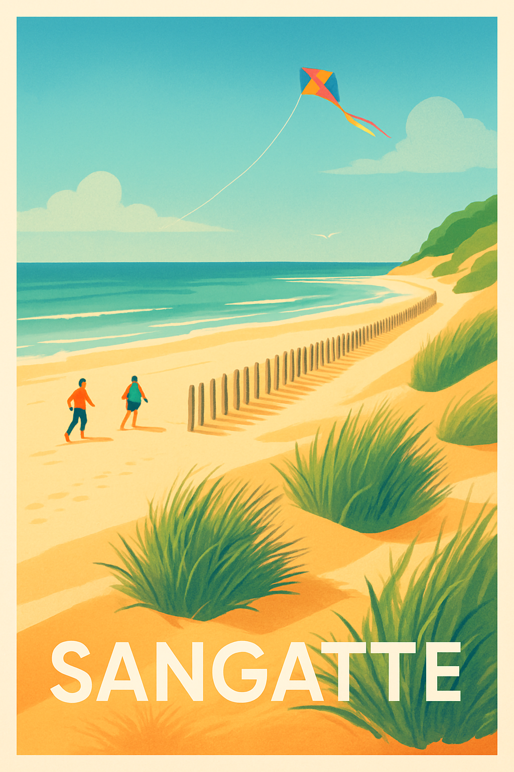 Pas-de-Calais France Pas de Cadre / 20 × 30cm Affiche de Sangatte - Évasion et douceur en bord de mer