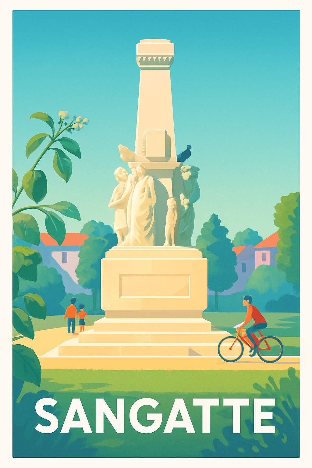 Pas-de-Calais France Pas de Cadre / 20 × 30cm Affiche de Sangatte - Tranquillité et patrimoine au cœur de la ville