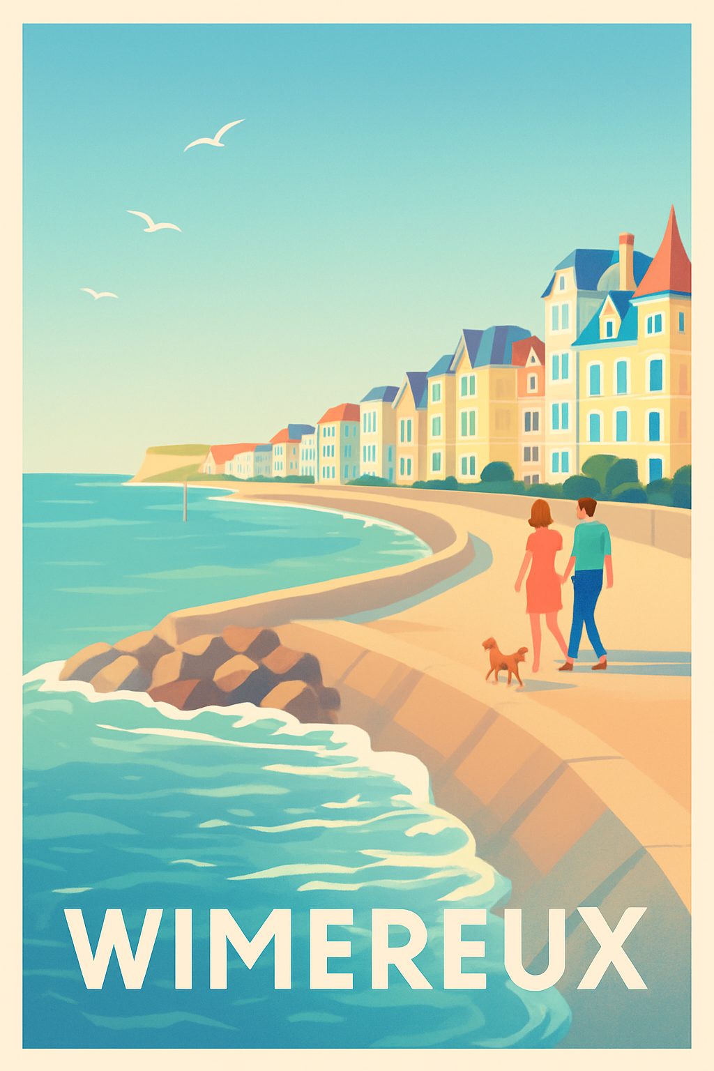 Pas-de-Calais France Pas de Cadre / 20 × 30cm Affiche de Wimereux - Balade romantique sur la côte d'Opale