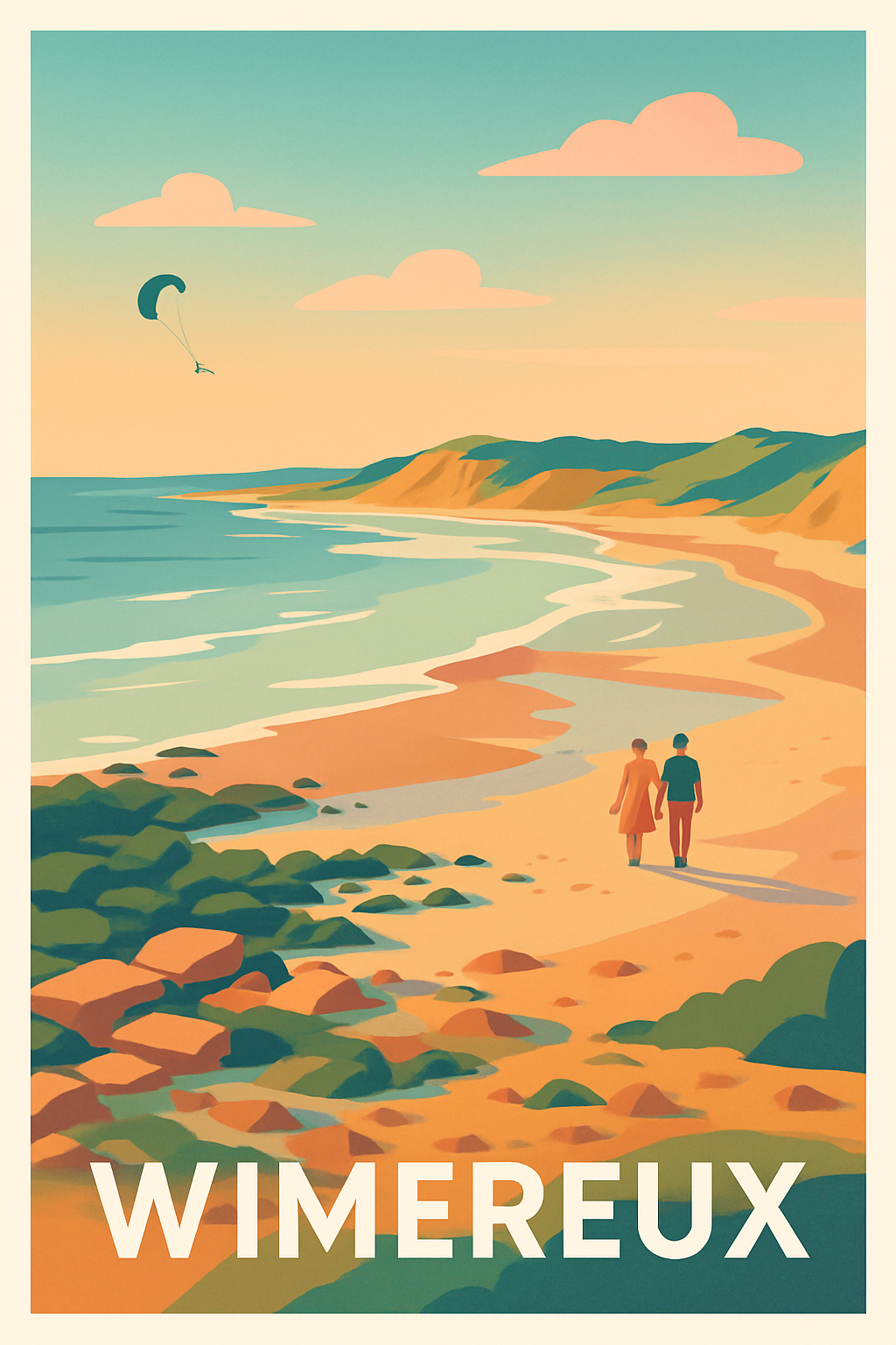 Pas-de-Calais France Pas de Cadre / 20 × 30cm Affiche de Wimereux - Promenade romantique au bord de la mer