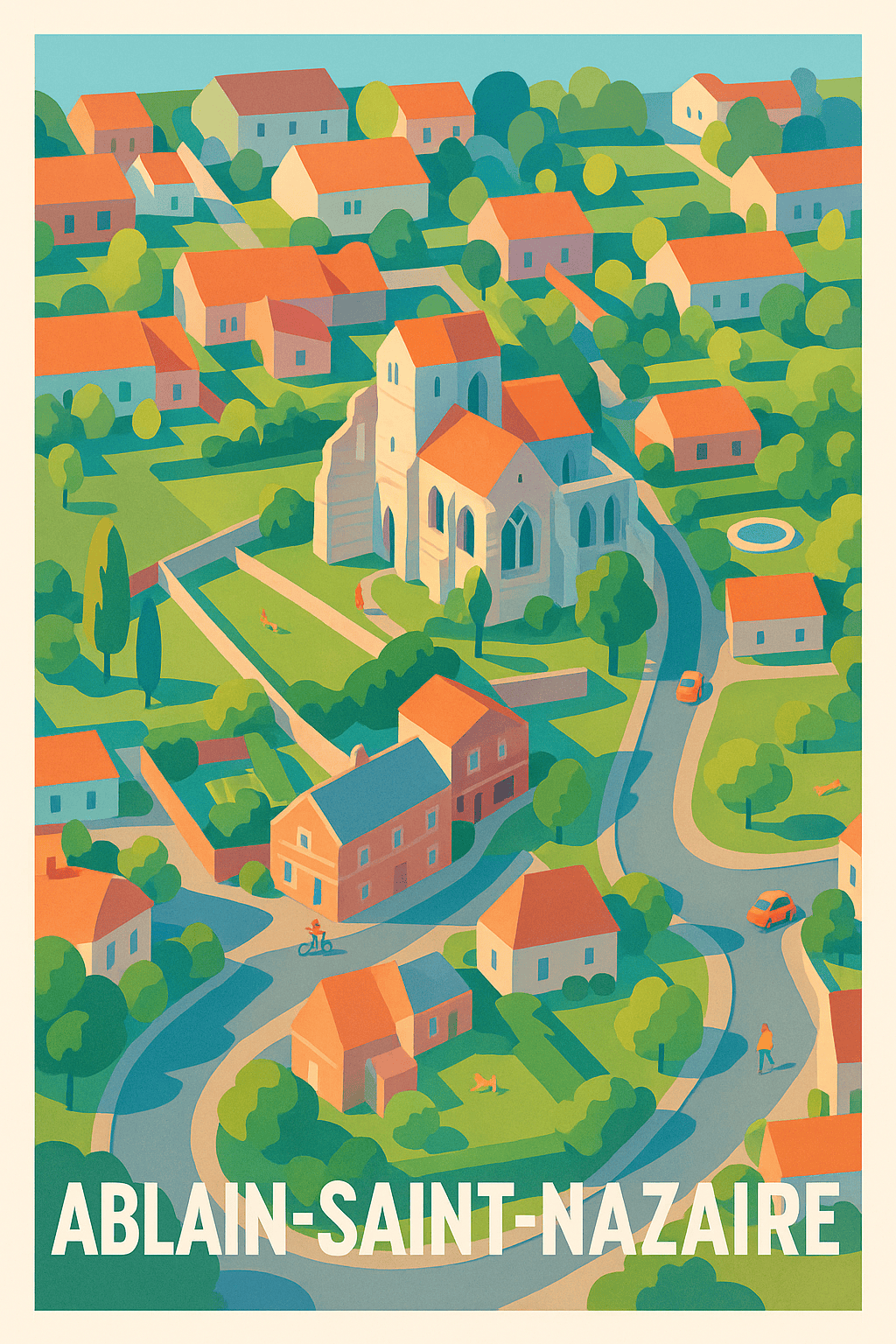 Pas-de-Calais France Sans cadre / 20 × 30cm Affiche Ablain-Saint-Nazaire - Charme paisible du village français