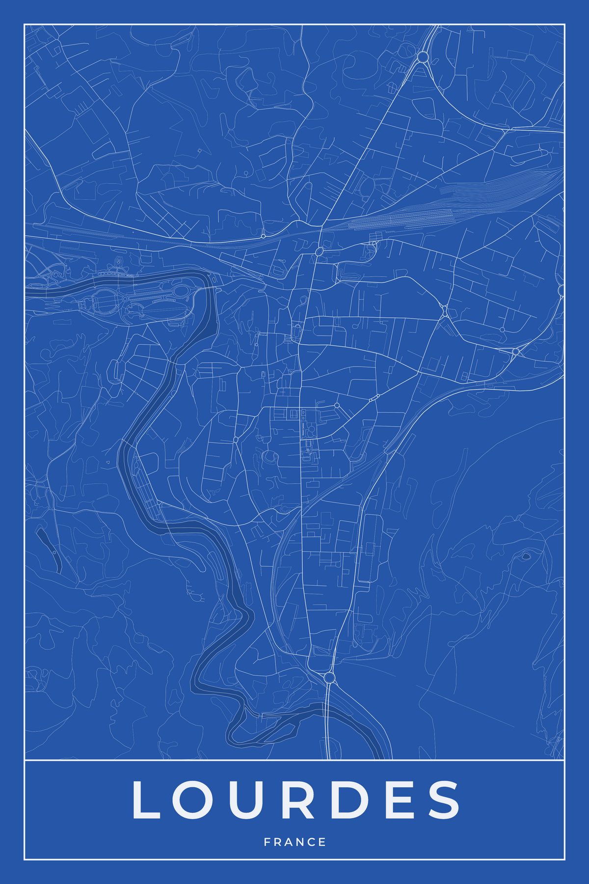 Carte de Lourdes bleue - Affiche personnalisée