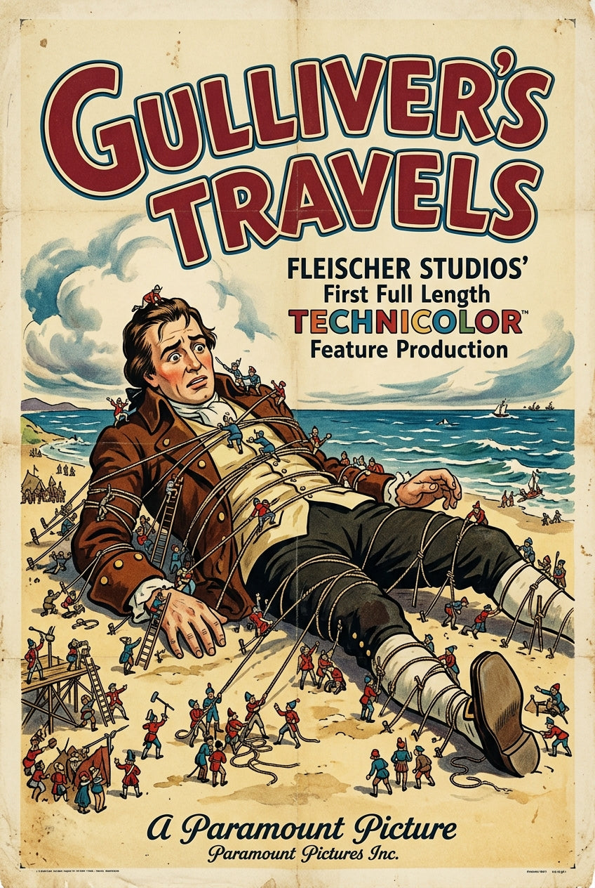 Affiche de Gulliver's Travels, poster de film vintage