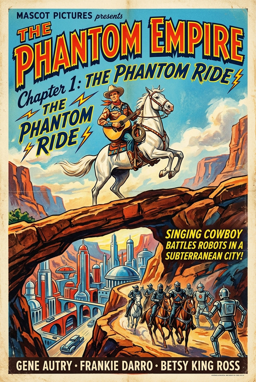 Affiche The Phantom Empire, cowboy et robots