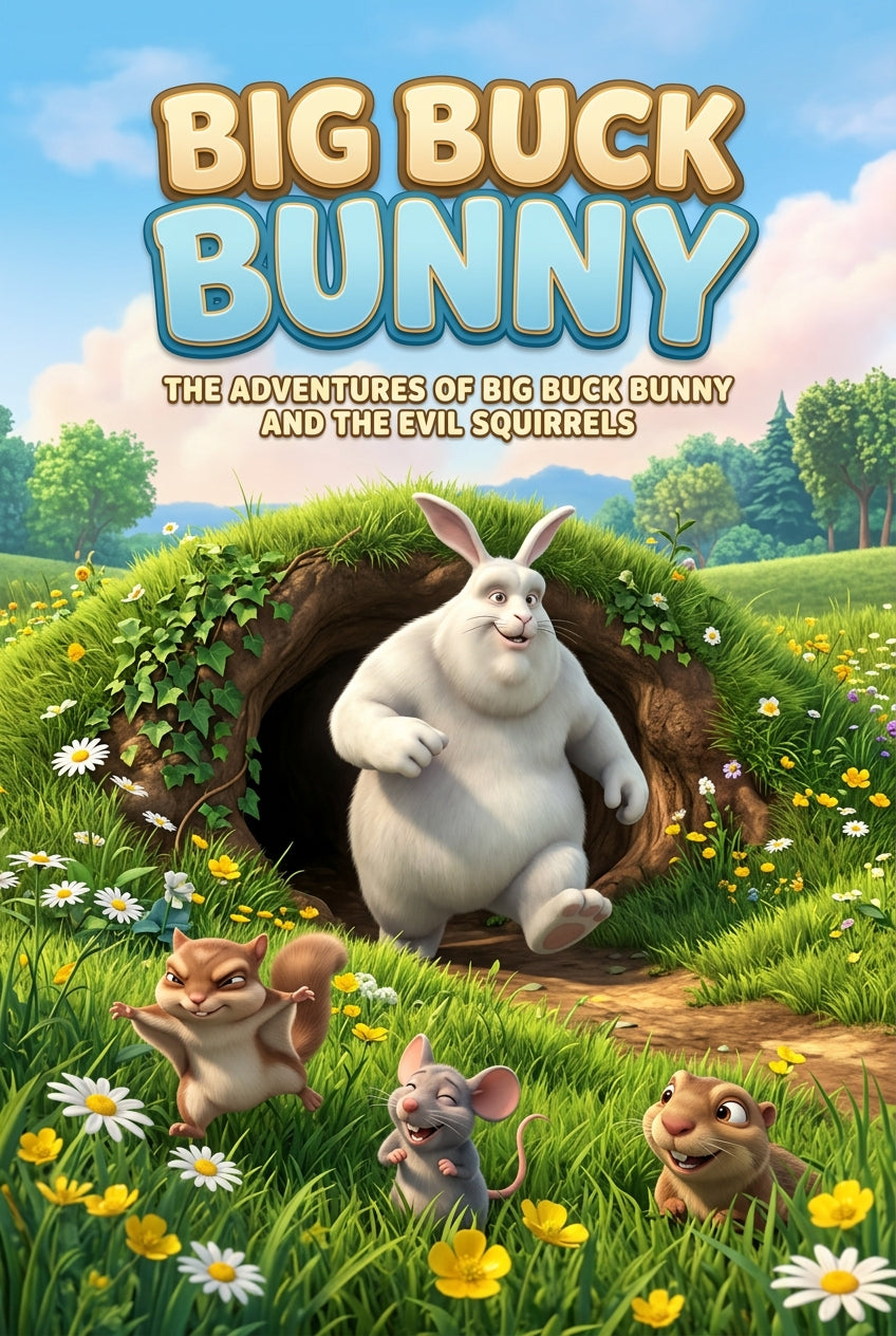 Affiche Big Buck Bunny, poster les écureuils