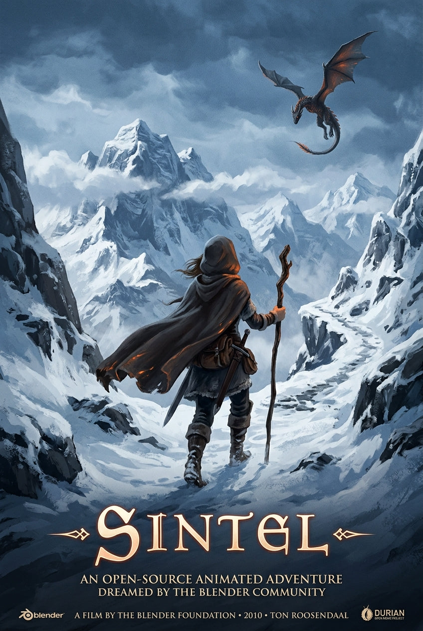 Affiche de Sintel, poster dragon fantastique