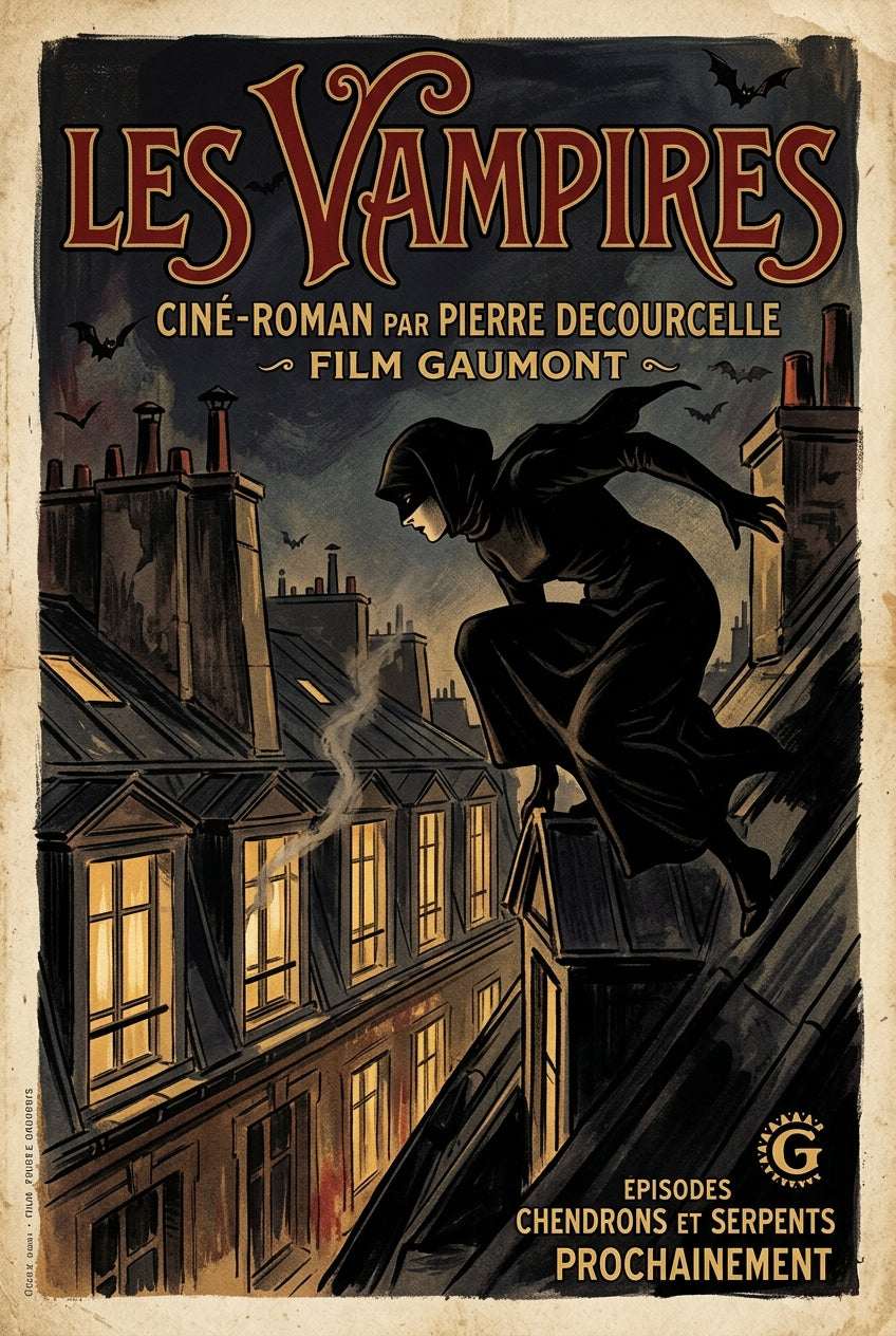 Affiche Les Vampires, poster toits de Paris