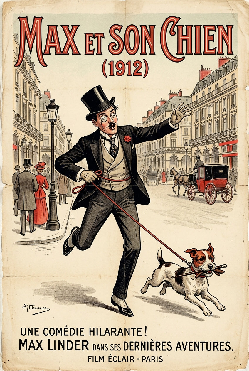 Affiche de Max et son chien, poster vintage 1912